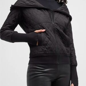 NWT NORMA KAMALI Black Quilted Hooded Zip Jacket - Women